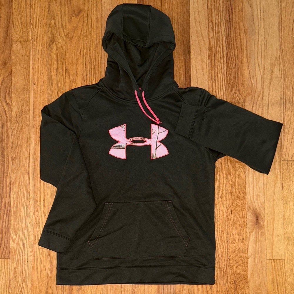 Under Armour Realtree storm hoodie olive green and pink cold gear large